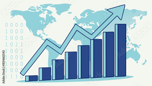 Global Business Growth, Data Analytics Success Graph with vector illustration