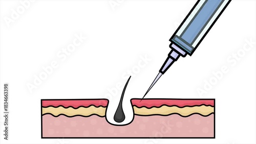 Medical Animation: Hair Follicle Treatment Injection for Hair Loss PRP Mesotherapy