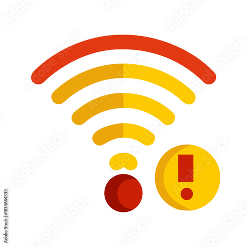 Wifi signal icon with exclamation mark indicating a connection error or problem