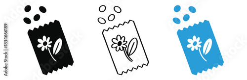 Seed packet icon isolated on white background, vector illustration,Planting fresh blooms with flower seed packets,
