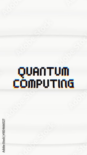 pixelated QUANTUM COMPUTING text featuring a retro glitch effect and chromatic aberration. Ideal for tech explainers, intros, or futuristic video content.