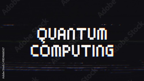 Quantum Computing Glitch Text Animation on Black Background. Perfect for tech, science, AI, and futuristic themes in intros or explainers.