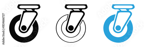 Modern caster wheel icon for smooth mobility and design,Caster wheel icon set isolated on white background vector,Cart trolley wheel icon symbol concept. Icons for web and mobile.
