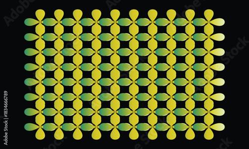 Dynamic yellow and green floral pattern on black background for vibrant backgrounds and modern designs