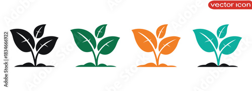 Seedling icon vector silhouette. Leaf nature icon vector,Inspiring plant seedlings sprouting in vibrant colors for nature designs,leaf icon nature symbol design element logo template vector eps 10