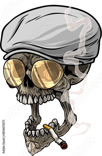 Cool Hipster Skull with Gold Sunglasses and Beanie Demon Skulls Vectors Set