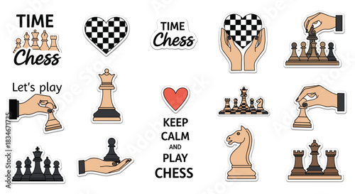 A collection of chess themed stickers for players and enthusiasts.