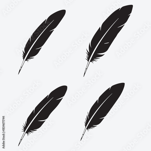 Black and White Feather Icons