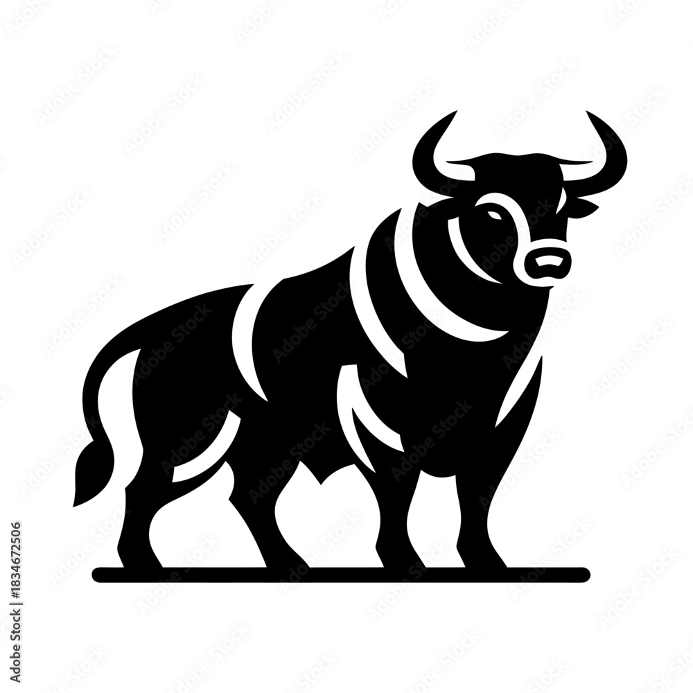 Fototapeta premium Bull full body simple silhoue...