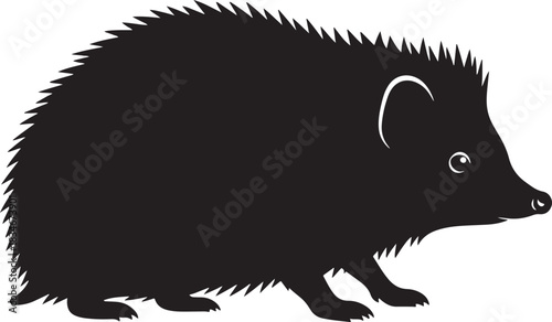 Spiny hedgehog silhouette side view vector illustration isolated on white background. wild animal symbol.