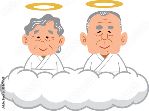 天国で微笑むおじいちゃんとおばあちゃん
