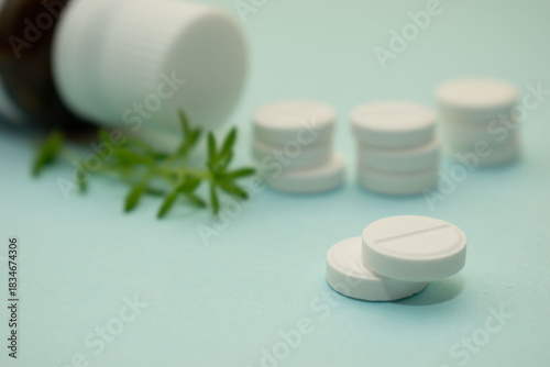 White tablets on clean background