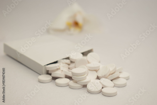 White tablets on clean background