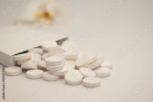 White tablets on clean background
