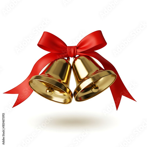 christmas bells with red ribbon	