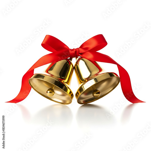 christmas bells with red ribbon	