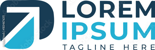 LOREM IPSUM modern corporate logo template with upward arrow symbol and tagline here isolated PNG with Transparent Background