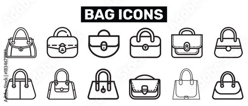 Women bag stylish line icon vector hand black design.
