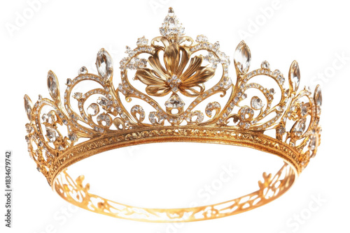 Golden Crown Embellished With Gems Offers Symbol of Royal authority