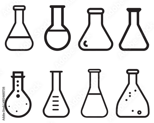 Chemical glass icon science and investigations concept vector template design.