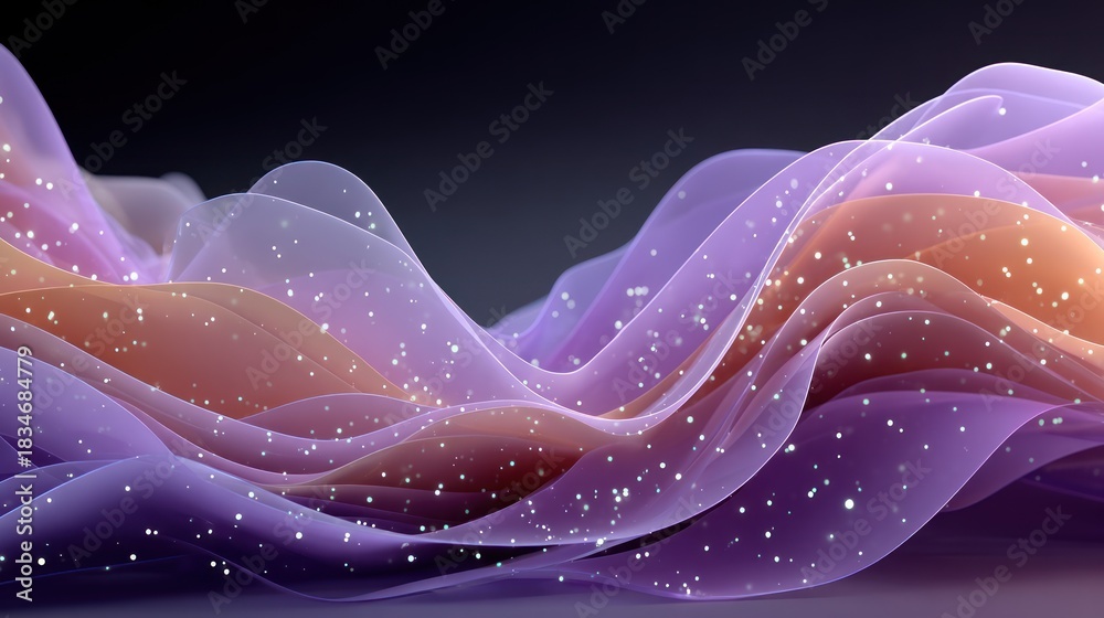 Fototapeta premium Abstract Flowing Waves of Light and Particles.