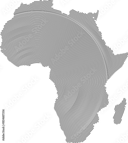 Africa continent vector map outline shape. Each country of Africa continent out line shape on the solid background with geometric round line art