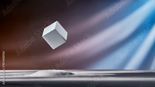 Floating Cube and Sugar Pile with Light Rays