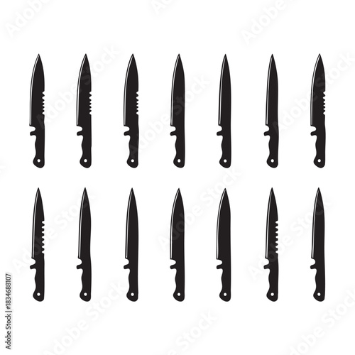 Set of 16 Tactical Knife Silhouettes