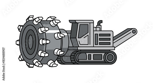 Heavy Duty Construction Machinery Illustration Mining Excavator Equipment