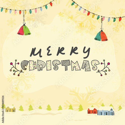 colorful jingle bells greeting card