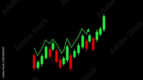 Candle chart trading goes up animated candle chart stock trading goes up isolated icon greenscreen 4k