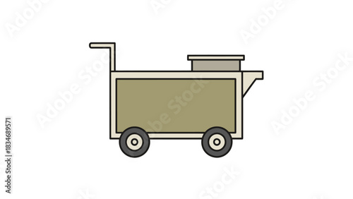 Mobile Food Service Cart Icon Isolated on White Background
