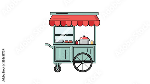 Street Food Cart Illustration Delicious Quick Meal Vending Machine