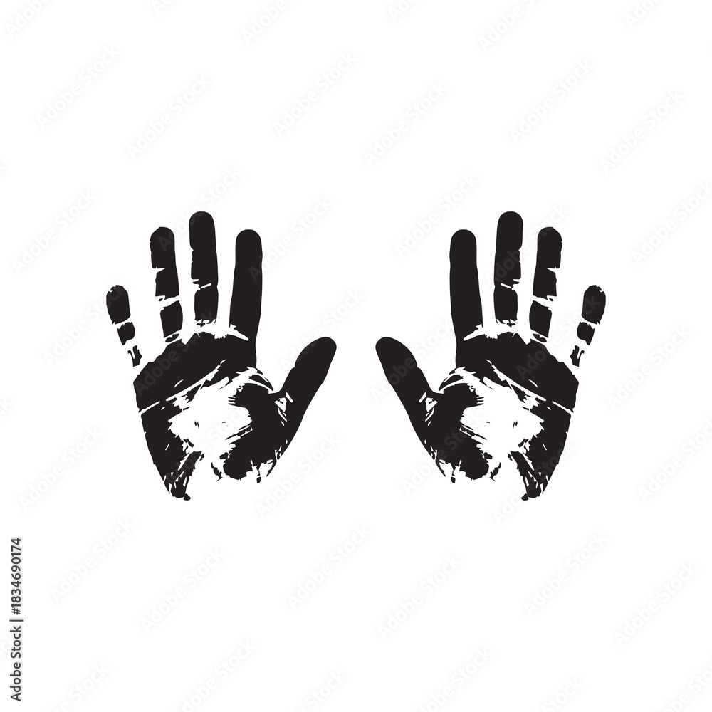 Fototapeta premium Black hand right and left human icon concept print design.