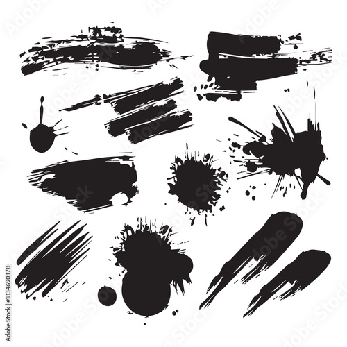 Brash stroke black color design Painted illustration.