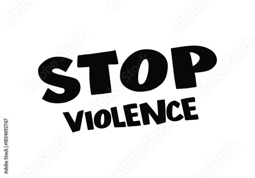 Stop Violence stamp grunge red on white background. Print vector design.