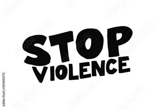 Stop Violence stamp grunge red on white background. Print vector design.