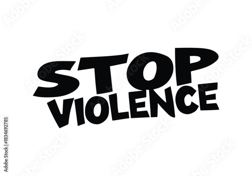 Stop Violence stamp grunge red on white background. Print vector design.