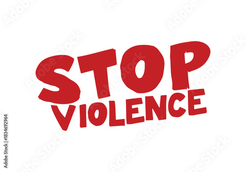 Stop Violence stamp grunge red on white background. Print vector design.