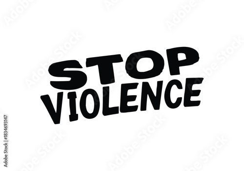 Stop Violence stamp grunge red on white background. Print vector design.