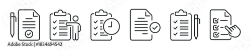 Verified document thin line icon set. Web minimal editable stroke icons