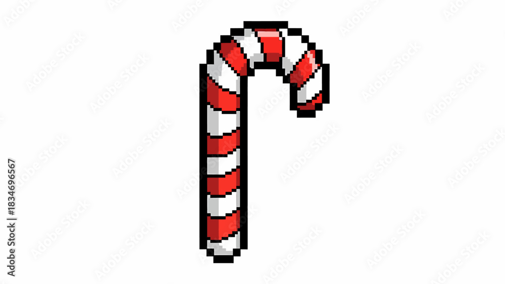 Obraz premium Pixelated Candy Cane with Red and White Stripes