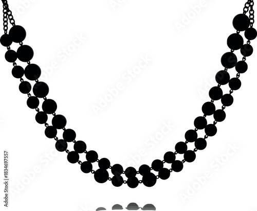Thick bead chain garland silhouette on white background