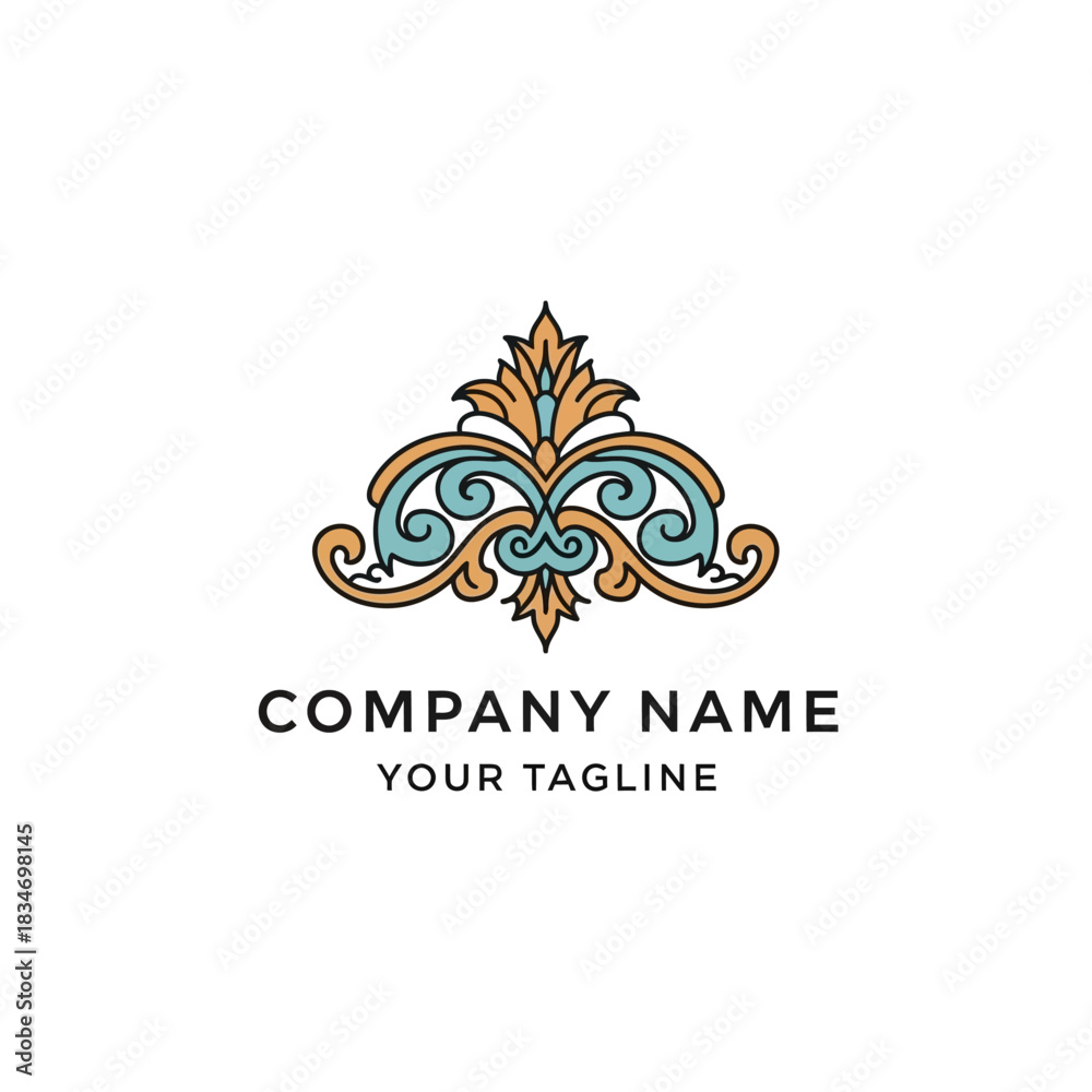 Obraz premium Elegant ornamental design with intricate details and symmetrical patterns for branding.