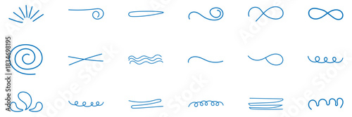 Vector hand drawn brush underline element set for accent, crayon texture emphasis element. Brush scribble underline. Marker pen line highlight swoosh stroke. Vector underline set. Doodle grunge lines.
