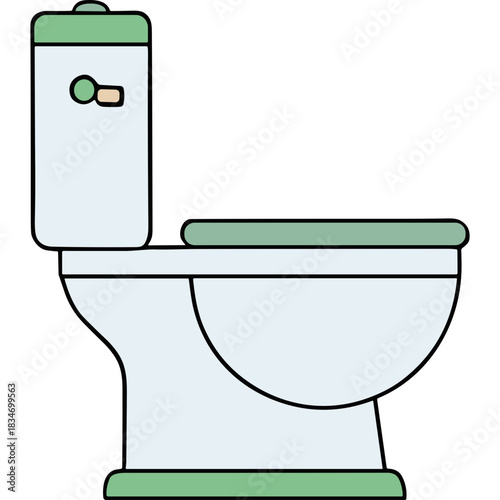 Clean White Toilet with Light Green Accents and Subtle Geometric Design Isolated on Black Background Minimalist Clean Style