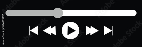 Music player interface UI icons, Multimedia video and music player bar, Songs or podcast playlist vector illustration.