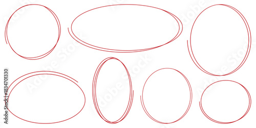 Hand drawn doodle and scribble circles collection.  Ellipses pencil doodle style set. Sketchy marker round elements for collage, poster, banner, cover. eps 10