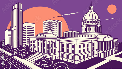 Houston skyline art inspired by the colorado state capitol buildings. Ideal for posters, digital backgrounds, and travel blogs.