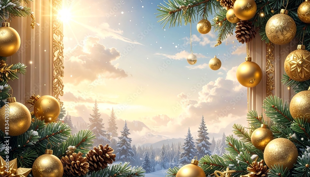 Merry christmas and happy new year 2026 with festive decorations and golden ornaments Merry christmas and happy new year 2026 with festive decorations and golden ornaments